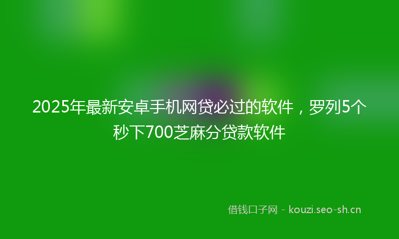 2025年最新安卓手机网贷必过的软件,罗列5个秒下700芝麻分贷款软件