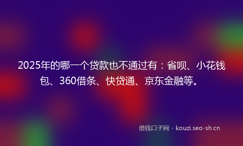 2025年的哪一个贷款也不通过有：省呗、小花钱包、360借条、快贷通、京东金融等。