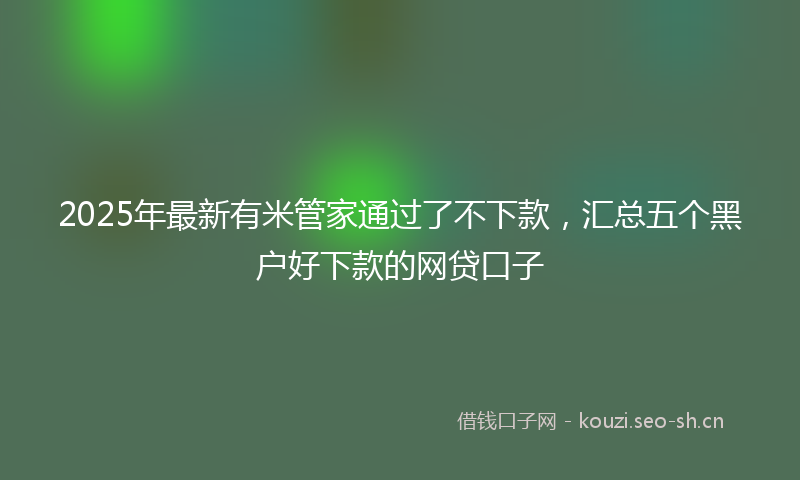 2025年最新有米管家通过了不下款，汇总五个黑户好下款的网贷口子