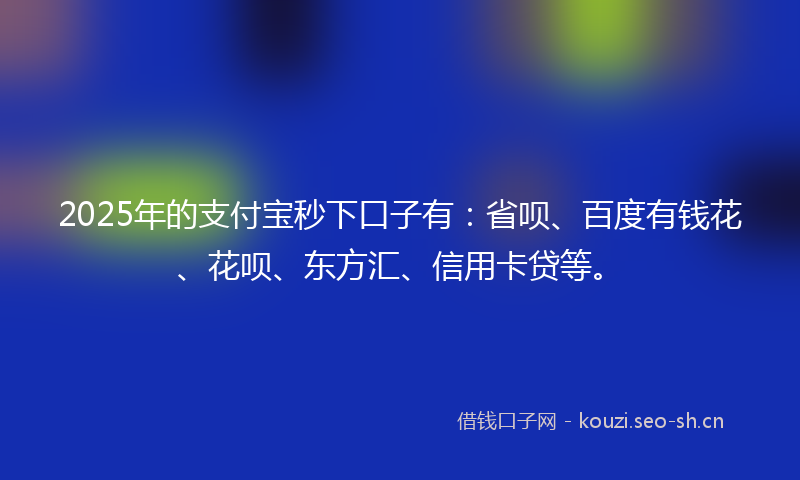 2025年的支付宝秒下口子有：省呗、百度有钱花、花呗、东方汇、信用卡贷等。