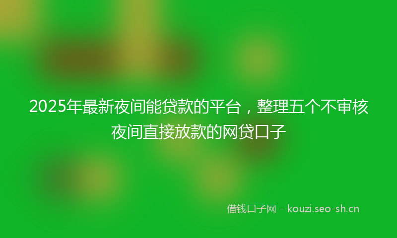 2025年最新夜间能贷款的平台，整理五个不审核夜间直接放款的网贷口子