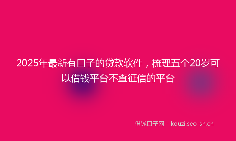 2025年最新有口子的贷款软件，梳理五个20岁可以借钱平台不查征信的平台