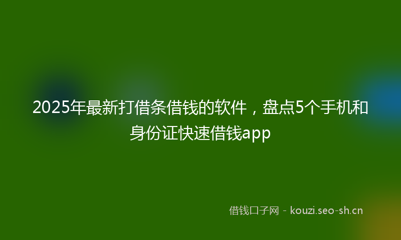 2025年最新打借条借钱的软件，盘点5个手机和身份证快速借钱app