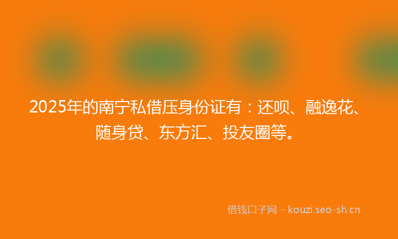 2025年的南宁私借压身份证有：还呗、融逸花、随身贷、东方汇、投友圈等。
