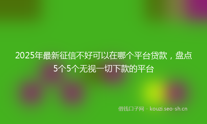 2025年最新征信不好可以在哪个平台贷款，盘点5个5个无视一切下款的平台