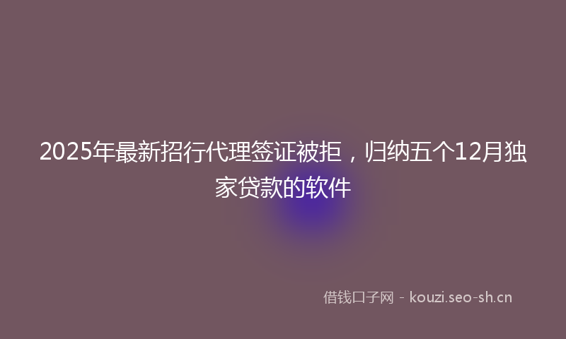 2025年最新招行代理签证被拒，归纳五个12月独家贷款的软件