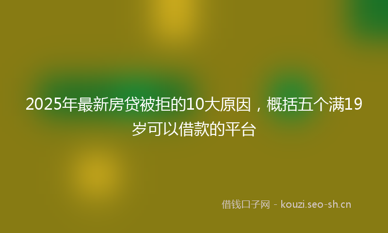 2025年最新房贷被拒的10大原因，概括五个满19岁可以借款的平台