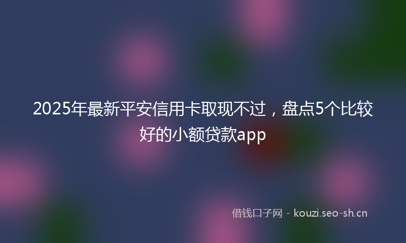 2025年最新平安信用卡取现不过，盘点5个比较好的小额贷款app