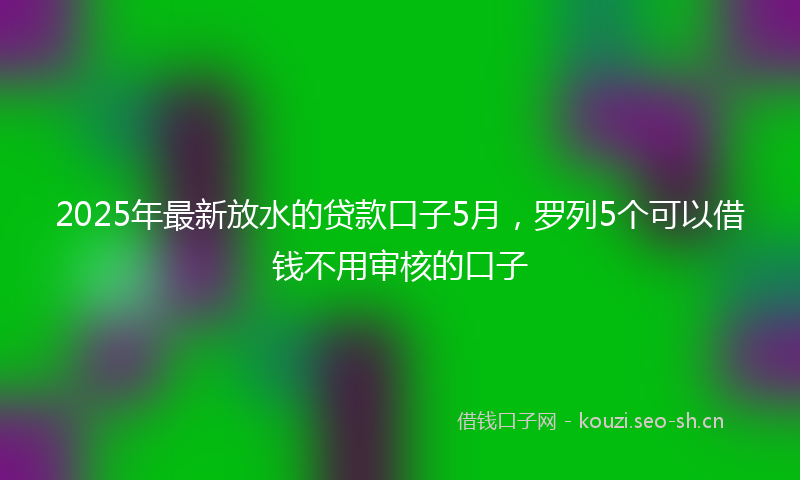 2025年最新放水的贷款口子5月，罗列5个可以借钱不用审核的口子