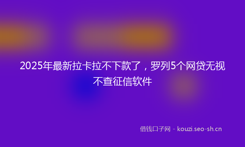 2025年最新拉卡拉不下款了，罗列5个网贷无视不查征信软件