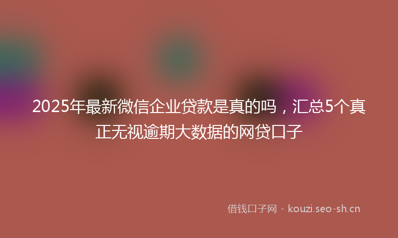 2025年最新微信企业贷款是真的吗，汇总5个真正无视逾期大数据的网贷口子