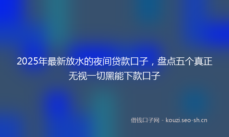 2025年最新放水的夜间贷款口子，盘点五个真正无视一切黑能下款口子