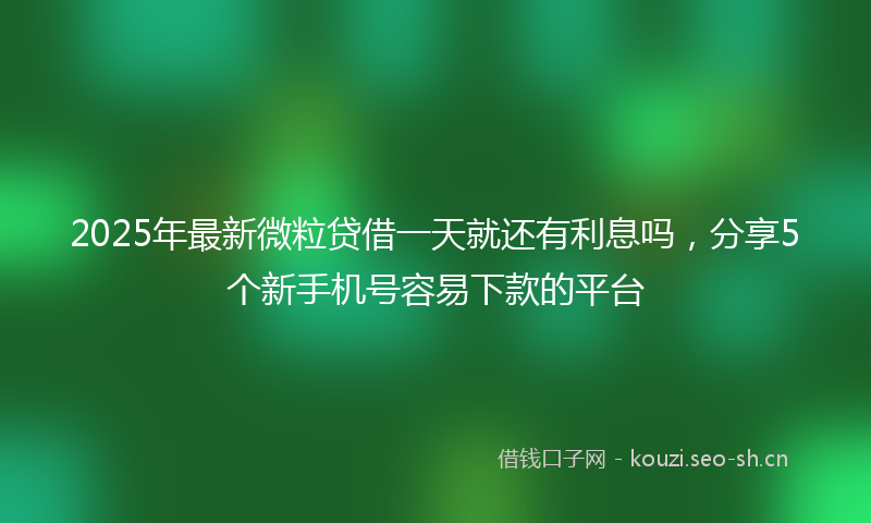 2025年最新微粒贷借一天就还有利息吗,分享5个新手机号容易下款的平台