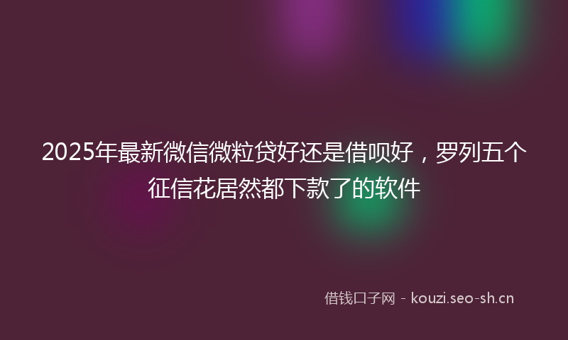 2025年最新微信微粒贷好还是借呗好，罗列五个征信花居然都下款了的软件