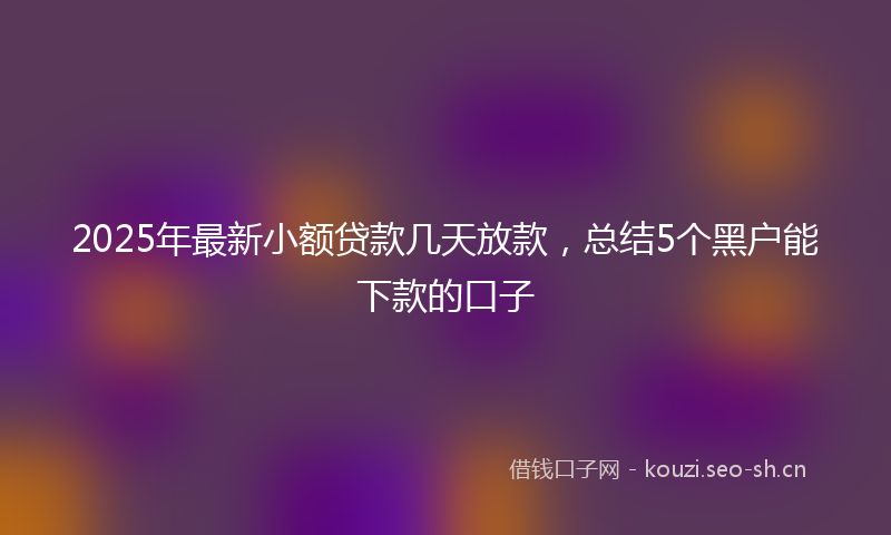 2025年最新小额贷款几天放款，总结5个黑户能下款的口子