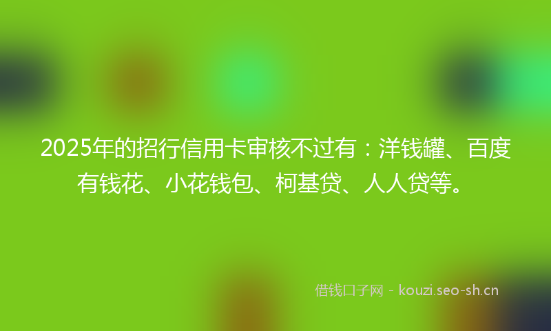 2025年的招行信用卡审核不过有：洋钱罐、百度有钱花、小花钱包、柯基贷、人人贷等。