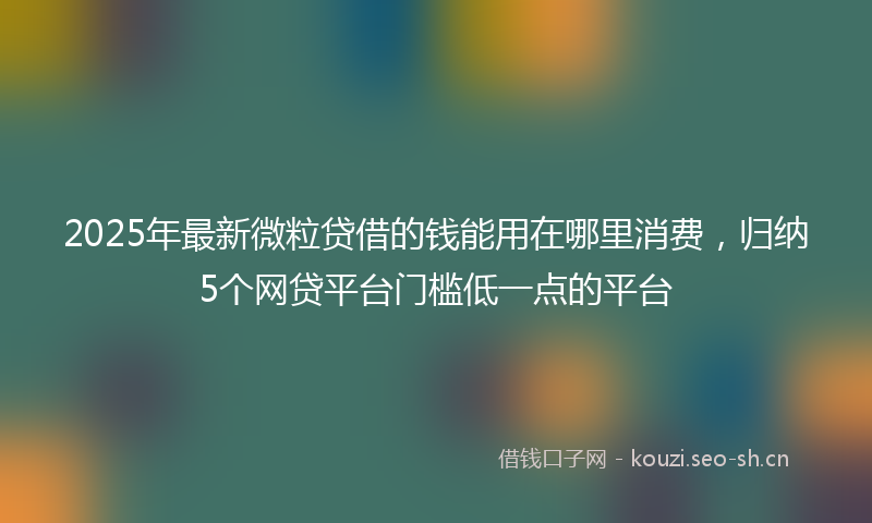 2025年最新微粒贷借的钱能用在哪里消费,归纳5个网贷平台门槛低一点的平台