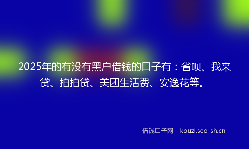 2025年的有没有黑户借钱的口子有：省呗、我来贷、拍拍贷、美团生活费、安逸花等。
