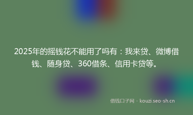 2025年的摇钱花不能用了吗有：我来贷、微博借钱、随身贷、360借条、信用卡贷等。
