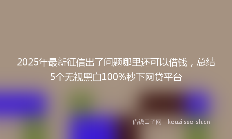 2025年最新征信出了问题哪里还可以借钱，总结5个无视黑白100%秒下网贷平台