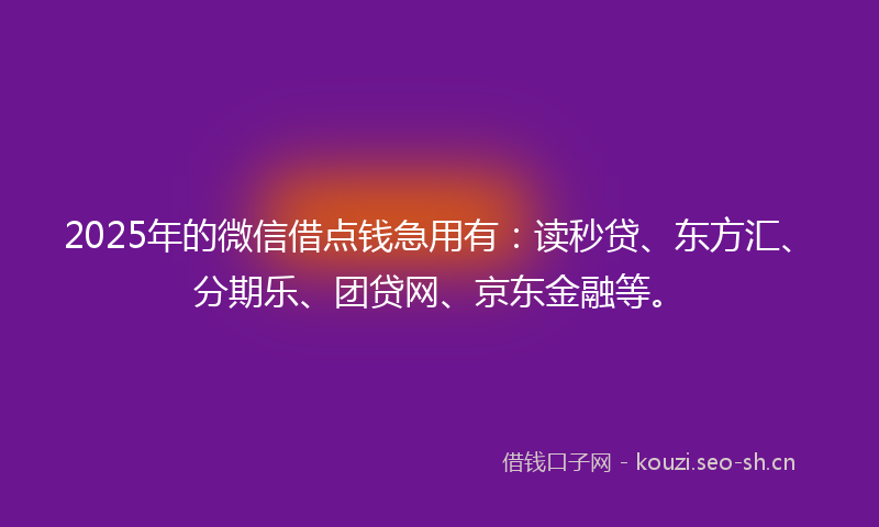 2025年的微信借点钱急用有：读秒贷、东方汇、分期乐、团贷网、京东金融等。