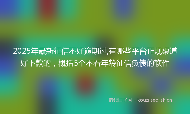 2025年最新征信不好逾期过,有哪些平台正规渠道好下款的，概括5个不看年龄征信负债的软件