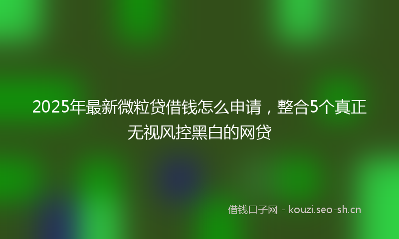 2025年最新微粒贷借钱怎么申请，整合5个真正无视风控黑白的网贷