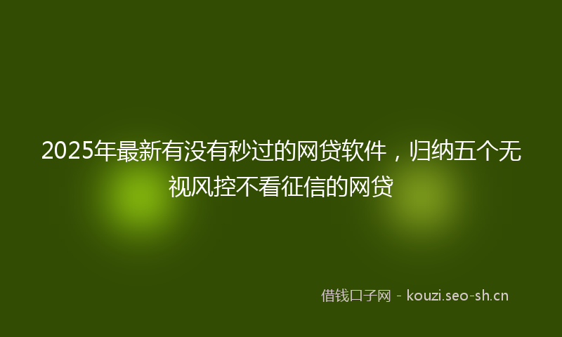 2025年最新有没有秒过的网贷软件，归纳五个无视风控不看征信的网贷