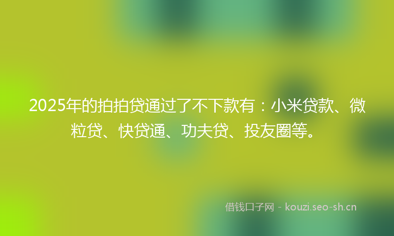 2025年的拍拍贷通过了不下款有：小米贷款、微粒贷、快贷通、功夫贷、投友圈等。