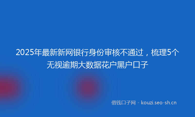 2025年最新新网银行身份审核不通过，梳理5个无视逾期大数据花户黑户口子