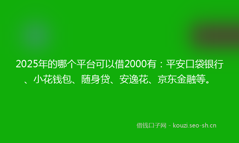 2025年的哪个平台可以借2000有：平安口袋银行、小花钱包、随身贷、安逸花、京东金融等。