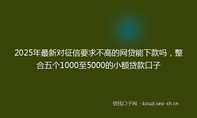2025年最新对征信要求不高的网贷能下款吗，整合五个1000至5000的小额贷款口子