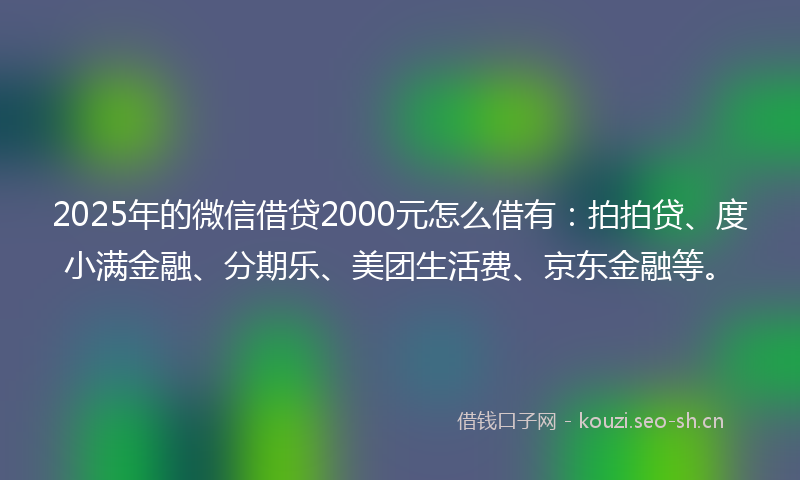 2025年的微信借贷2000元怎么借有：拍拍贷、度小满金融、分期乐、美团生活费、京东金融等。
