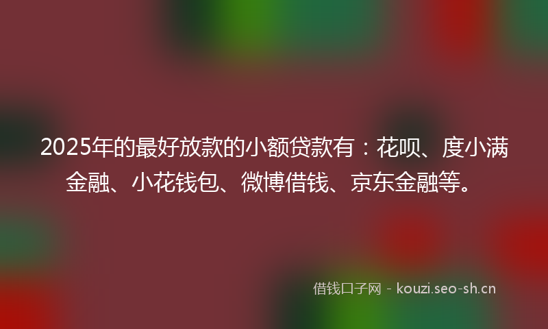 2025年的最好放款的小额贷款有：花呗、度小满金融、小花钱包、微博借钱、京东金融等。