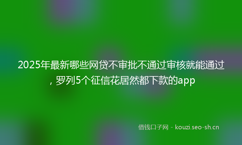 2025年最新哪些网贷不审批不通过审核就能通过，罗列5个征信花居然都下款的app