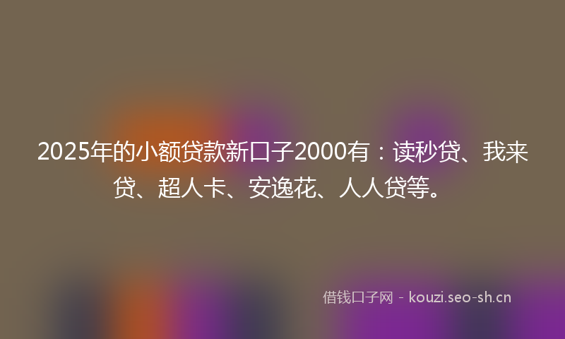 2025年的小额贷款新口子2000有：读秒贷、我来贷、超人卡、安逸花、人人贷等。