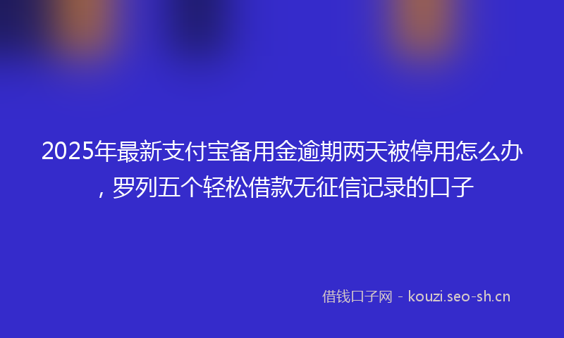 2025年最新支付宝备用金逾期两天被停用怎么办，罗列五个轻松借款无征信记录的口子