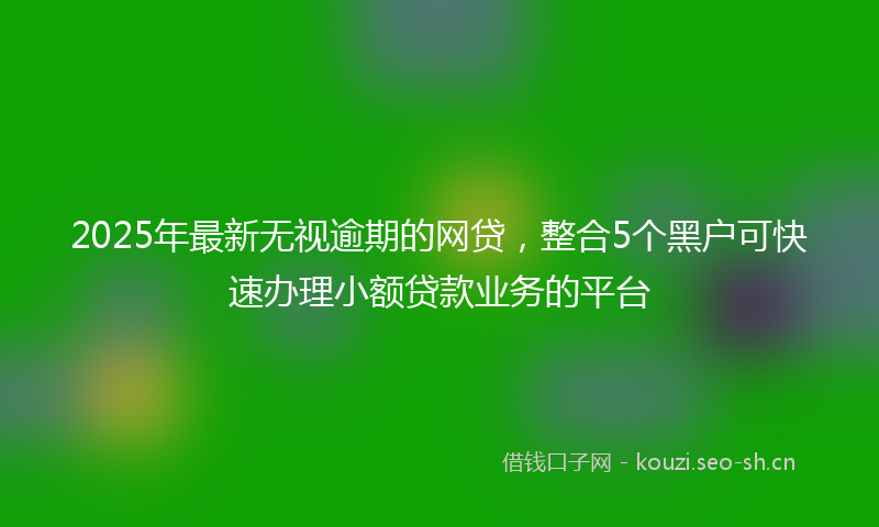 2025年最新无视逾期的网贷，整合5个黑户可快速办理小额贷款业务的平台
