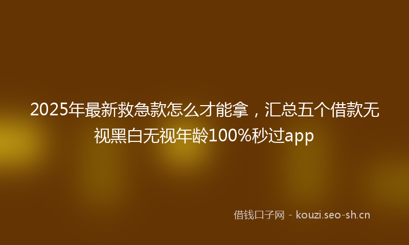 2025年最新救急款怎么才能拿，汇总五个借款无视黑白无视年龄100%秒过app