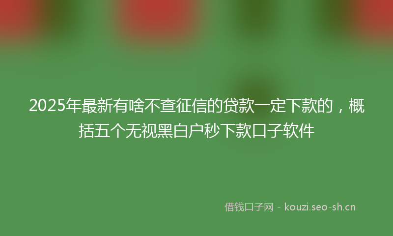2025年最新有啥不查征信的贷款一定下款的，概括五个无视黑白户秒下款口子软件