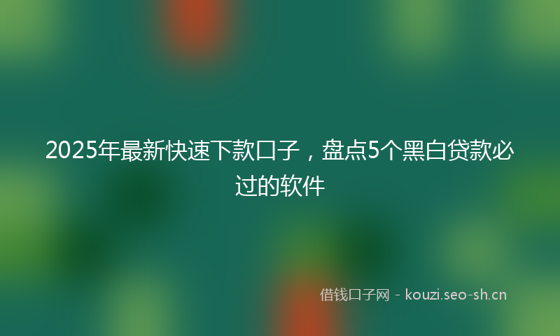 2025年最新快速下款口子，盘点5个黑白贷款必过的软件
