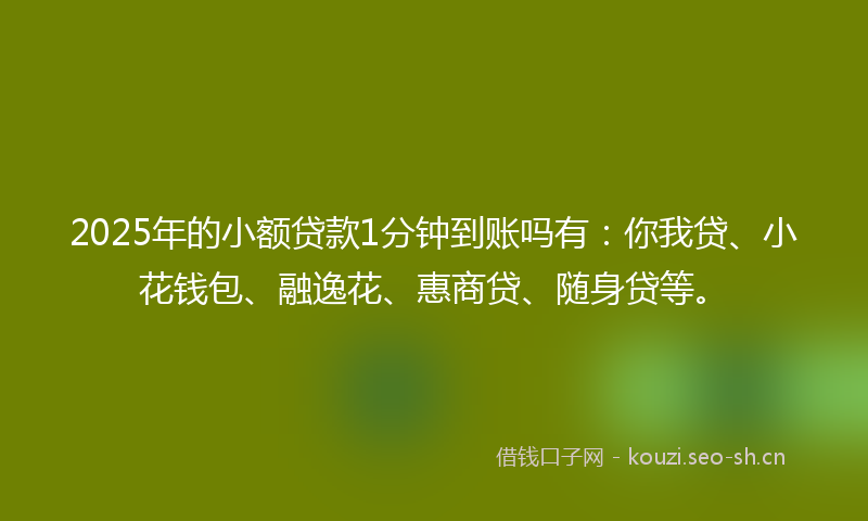 2025年的小额贷款1分钟到账吗有：你我贷、小花钱包、融逸花、惠商贷、随身贷等。