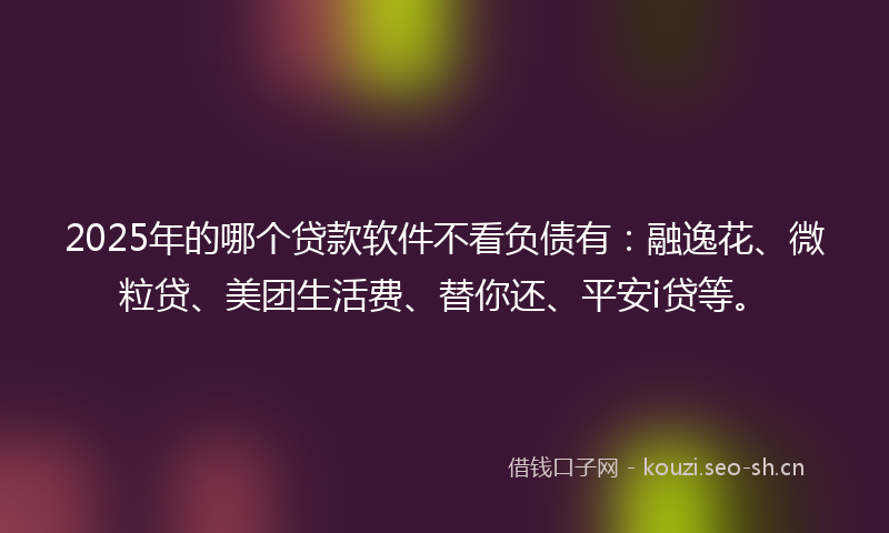 2025年的哪个贷款软件不看负债有：融逸花、微粒贷、美团生活费、替你还、平安i贷等。
