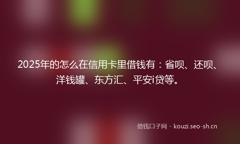 2025年的怎么在信用卡里借钱有：省呗、还呗、洋钱罐、东方汇、平安i贷等。
