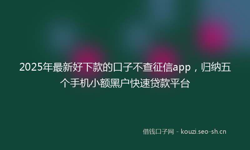 2025年最新好下款的口子不查征信app，归纳五个手机小额黑户快速贷款平台