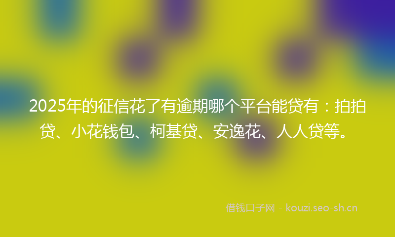 2025年的征信花了有逾期哪个平台能贷有：拍拍贷、小花钱包、柯基贷、安逸花、人人贷等。