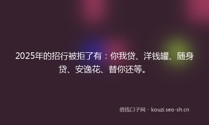 2025年的招行被拒了有：你我贷、洋钱罐、随身贷、安逸花、替你还等。
