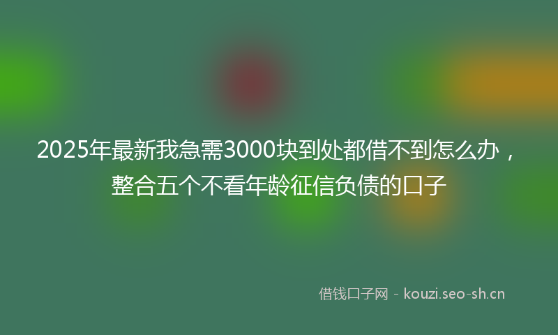 2025年最新我急需3000块到处都借不到怎么办，整合五个不看年龄征信负债的口子