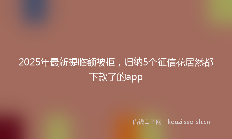 2025年最新提临额被拒，归纳5个征信花居然都下款了的app