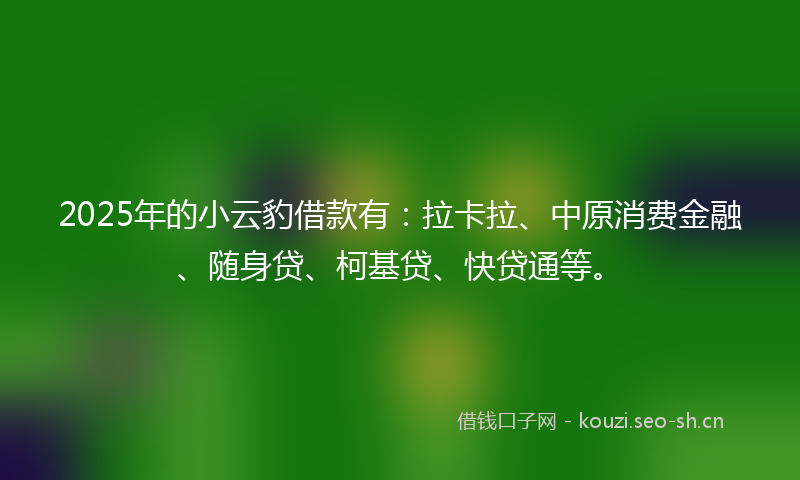 2025年的小云豹借款有：拉卡拉、中原消费金融、随身贷、柯基贷、快贷通等。